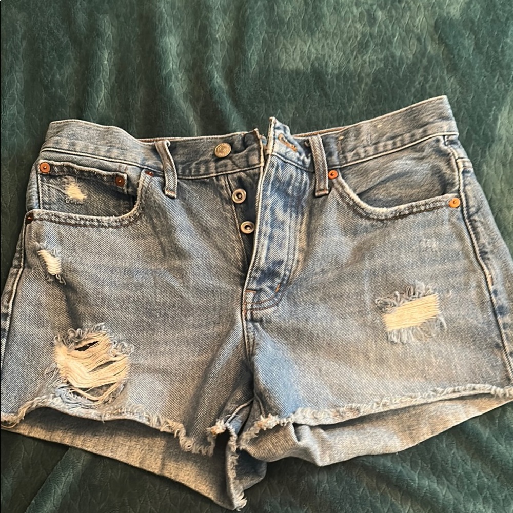 Distressed Denim Blue Shorts by Madewell